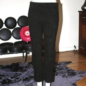Vince Black Suede Cropped Pants L Pull On $995 Worn 1X